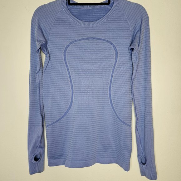 Preloved Lululemon Women's Blue/Long Sleeve Activewear Shirt Size 6 - Picture 1 of 5